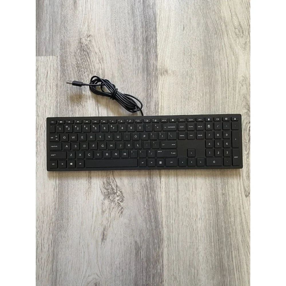 HP Desktop TPC-C003K Slim Wired QWERTY Keyboard - Black - Tested